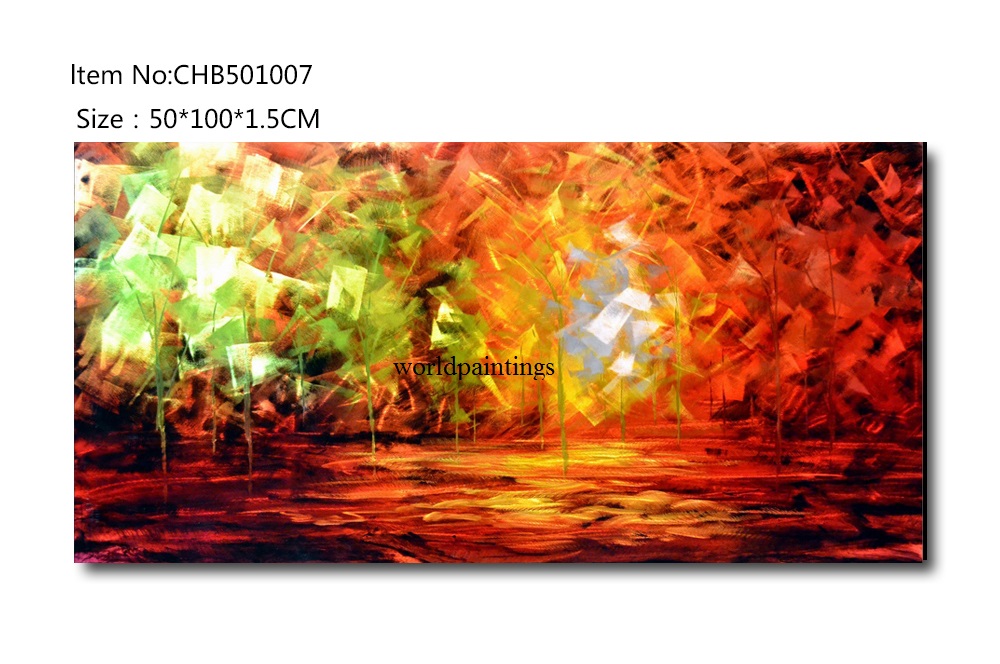 ציור אלומיניום מופשט בגוונים של כתום